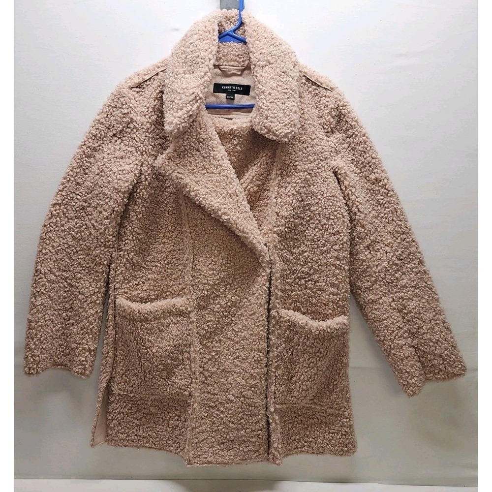 Kenneth Cole Women's XS Pink Sherpa Textured Peacoat Feminine Barbiecore Y2K